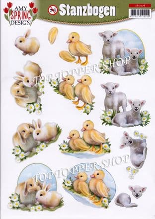 Easter Animals Spring Die Cut Decoupage Sheet Amy Design Push Out SB10078