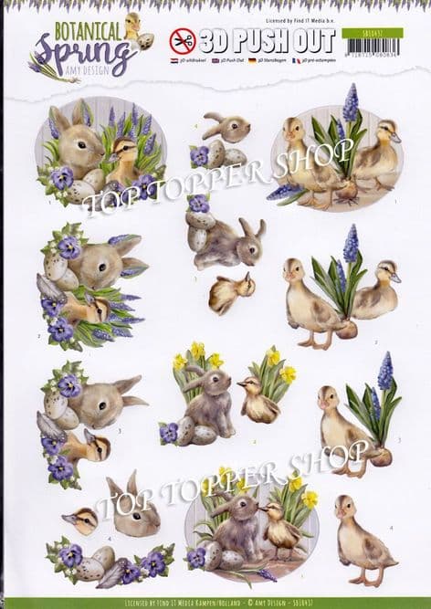 Easter Best Friends Botanical Spring Die Cut Decoupage Sheet Amy Design Push Out SB10437