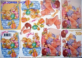 EASTER BUNNY IN BASKET DECOUPAGE SHEET LE SUH 4169415