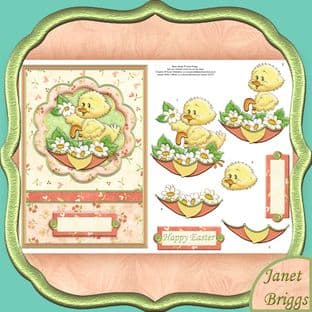 Easter Chick & Daisies Topper & Decoupage Printed Sheet Km409