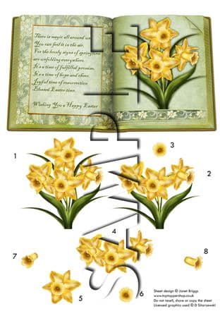 EASTER DAFFODILS BOOK DECOUPAGE  digital download