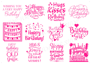Easy Peel Off Transparent Stickers Birthday Sentiments Choose Colour & Finish B1