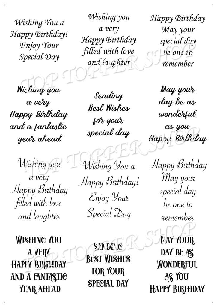 Transparent Verses Easy Peel Off Stickers for Birthday Cards Set Of Sheets