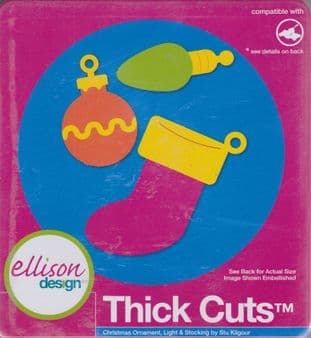 ELLISON THICK CUTS CHRISTMAS ORNAMENT, LIGHT & STOCKING CUTTING DIE