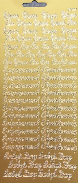 ENGAGEMENT / CHRISTENING GOLD PEEL OFF STICKERS j288
