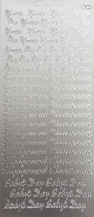 ENGAGEMENT / CHRISTENING SILVER PEEL OFF STICKERS j288