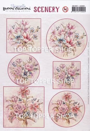 Field Bouquet  A4 Die Cut Card Toppers Yvonne Creations Push Out CDS10071
