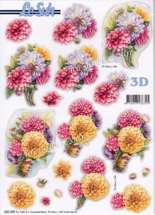 Floral Bouquets A4 Die Cut Decoupage Sheet Le Suh 680.088