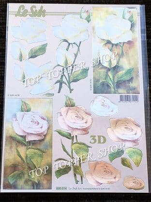 Floral Pastel Rose A4 Die Cut Metallic Decoupage Sheet Le Suh 600.014