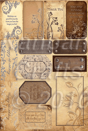 FLORAL PEARL GLAZED DIECUT CARD TOPPERS WARM TONES KANBAN 9664