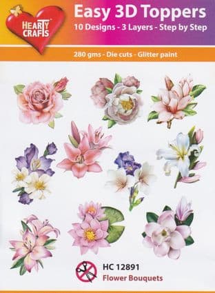 Flower Bouquets 10 Easy 3d Die Cut Decoupage Toppers Hearty Crafts HC12891