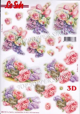 Flowers Bouquet A4 Die Cut Decoupage Sheet Le Suh 680.110