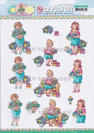 Flowers & Gifts Die Cut Decoupage Sheet Yvonne Creations Push Out SB10645