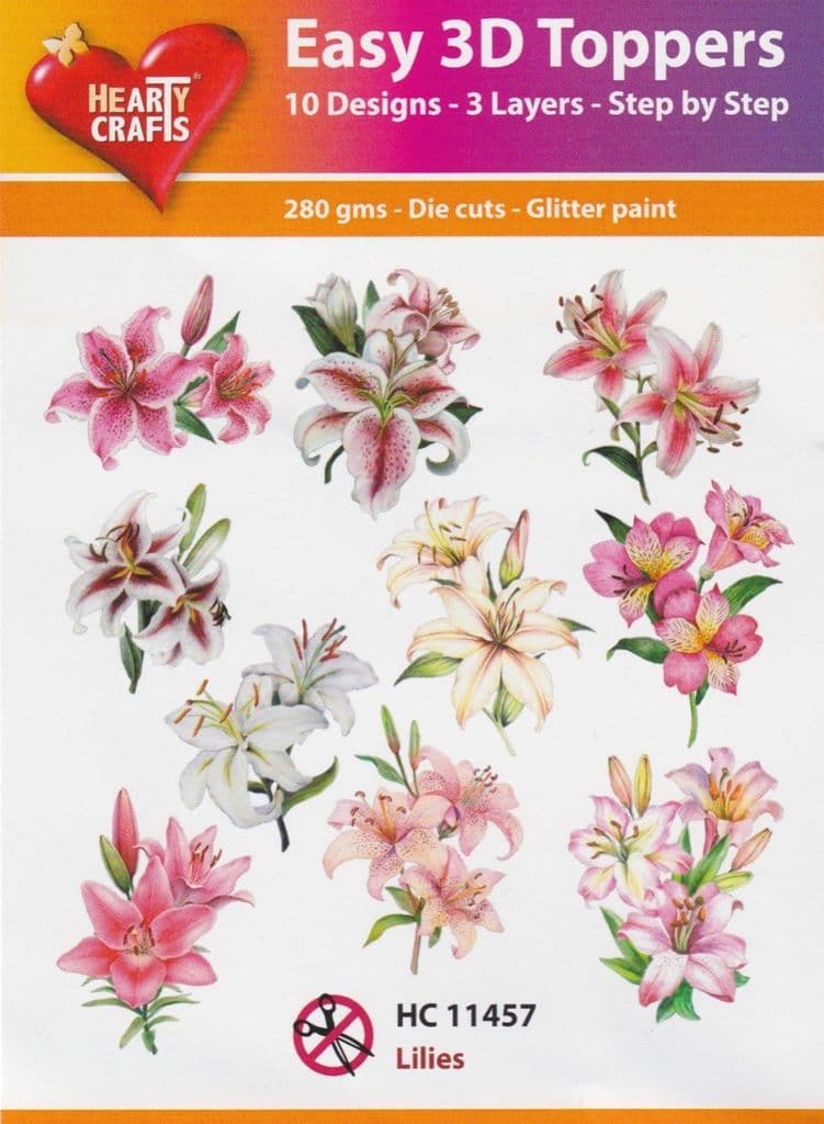 Flowers Lilies 10 Easy 3d Die Cut Decoupage Toppers Hearty Crafts HC11457