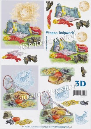 Football & Fishing Le Suh Decoupage Sheet 4169230 Requires Cutting