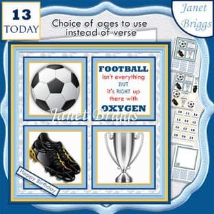 FOOTBALL PALE BLUE 7.5 Quick Card Verse or Ages Card Kit digital download
