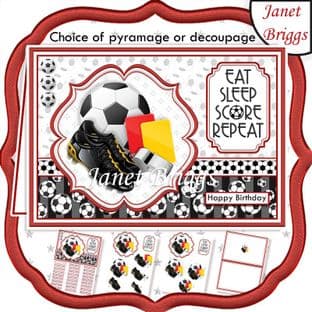 FOOTBALL RED A5 Decoupage or Pyramage Card Kit digital download