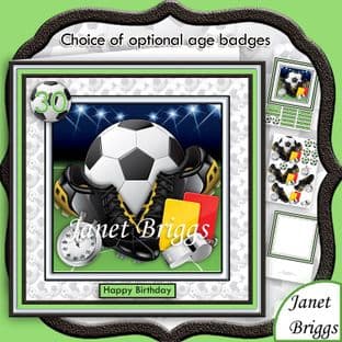 Football Soccer Equipment 8x8 Decoupage Card Kit digital download