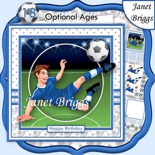 FOOTBALL STRIKER 7.5 BLUE KIT Soccer Decoupage Ages Card Kit digital download