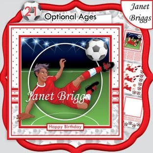 FOOTBALL STRIKER ETHNIC 7.5 RED KIT Soccer Decoupage Ages Card Kit digital download