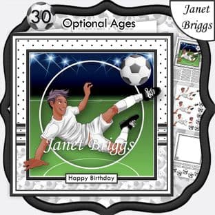 FOOTBALL STRIKER ETHNIC 7.5 WHITE KIT Soccer Decoupage Ages Card Kit digital download