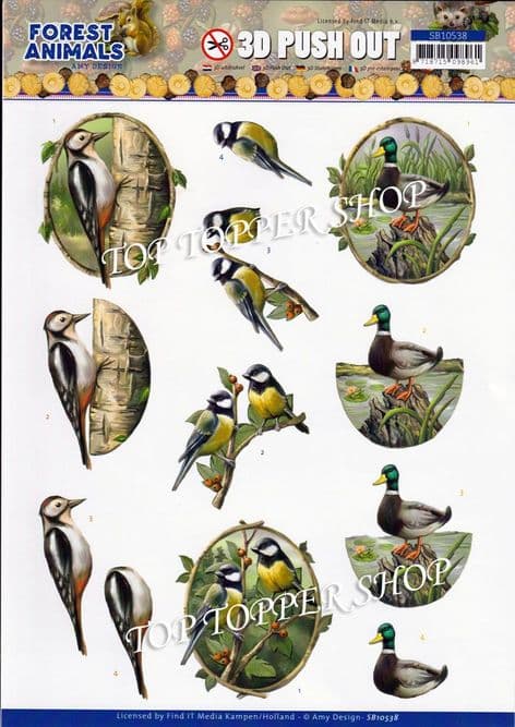 Forest Animals Birds Die Cut Decoupage Sheet Amy Design Push Out SB10538