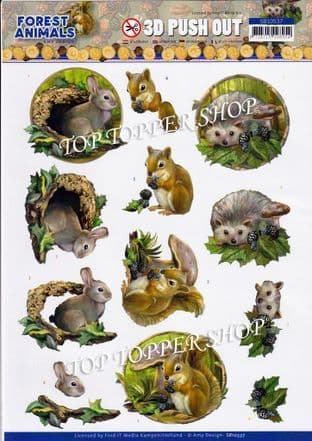 Forest Animals Rabbit & Friends Die Cut Decoupage Sheet Amy Design Push Out SB10537