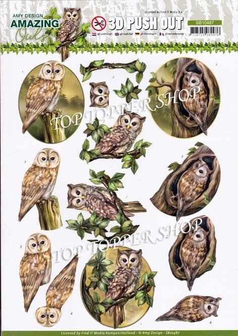 Forest Owls Die Cut Decoupage Sheet Yvonne Creations Push Out SB10487