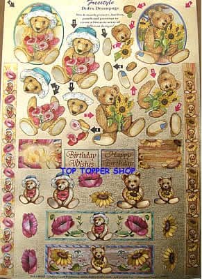 FREESTYLE DUFEX DIE CUT DECOUPAGE & TOPPERS TEDDIES