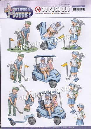 Funky Hobbies  Golf Die Cut Decoupage Sheet Yvonne Creations Push Out SB10514
