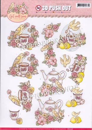 Get Well Cuppa Die Cut Decoupage Sheet Yvonne Creations Push Out SB10176
