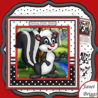 Getting Older Stinks 8x8 Humorous Skunk Card Making Download by Janet Briggs