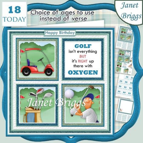 GOLF 7.5 Quick Card Verse or Ages Decoupage Card Kit digital download