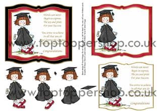 Graduation Book Girl Card Front And Decoupage Printed Sheet 502ss
