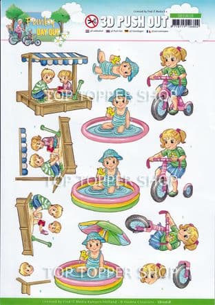 Grandchildren In the Playground Die Cut Decoupage Sheet Yvonne Creations Push Out SB10618