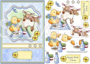 Happy Birdy 2 Ewe Topper & Decoupage Printed Sheet 552ep