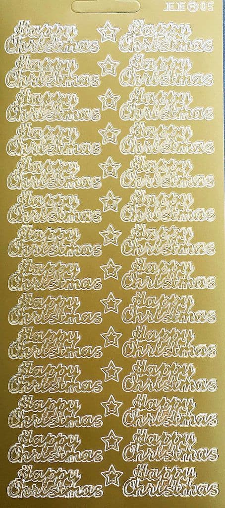 Happy Christmas Gold Peel Off Stickers JeJe j05