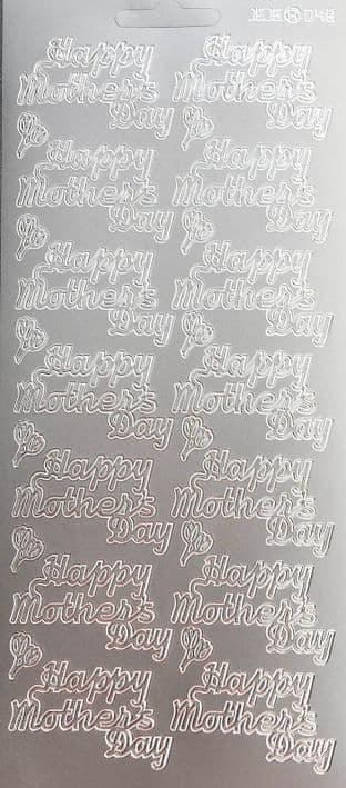 Happy Mother's Day Silver Peel Off Stickers JeJe 048
