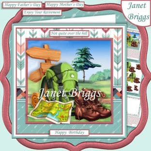 HIKING or CAMPING EQUIPMENT 7.5 Decoupage Card Kit digital download