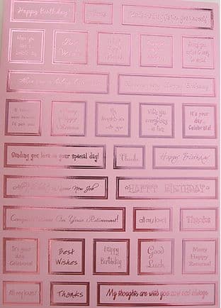 HUNKYDORY DIE CUT FOILED SENTIMENT TOPPERS, PINK ON PINK