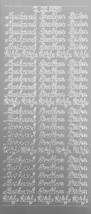 Husband Wife Brother Sister Silver Peel Off Stickers Doodey DD2265