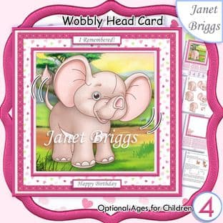 I REMEMBERED! ELEPHANT WOBBLY HEAD Card Kit digital download