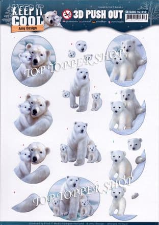 Keep it Cool Polar Bears Die Cut Decoupage Sheet Amy Design Push Out SB10306