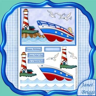 LIFE ON THE OCEAN WAVES topper & decoupage male or Father's Day digital download