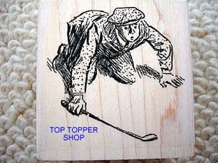 LINING UP THE PUTT  GOLF RUBBER STAMP P1316F