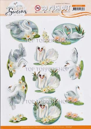 Love Swans Die Cut Decoupage Sheet Amy Design Push Out SB10648