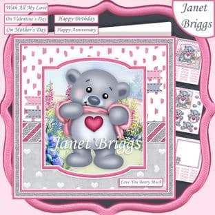 LOVE YOU BEARY MUCH 7.5 Decoupage Card Kit digital download