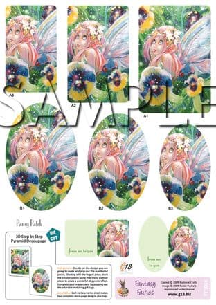 MAGICAL MERMAIDS PANSY PATCH - DIE CUT PYRAMID DECOUPAGE G18