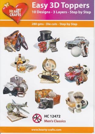 Men's Classics 10 Easy 3d Die Cut Decoupage Toppers Hearty Crafts HC12472