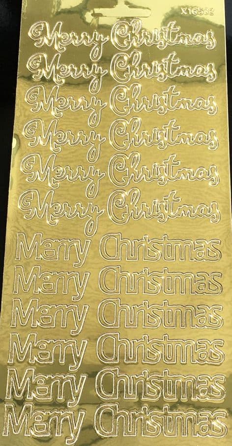 Merry Christmas Gold Mirror Peel Off Stickers x16532